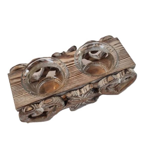 Rustikaler Teelichthalter aus Holz